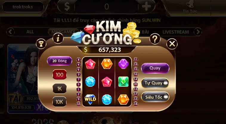 Minigame Kim Cương Tại SunWin Thế Giới Đá Quý Đầy Màu Sắc Và May Mắn