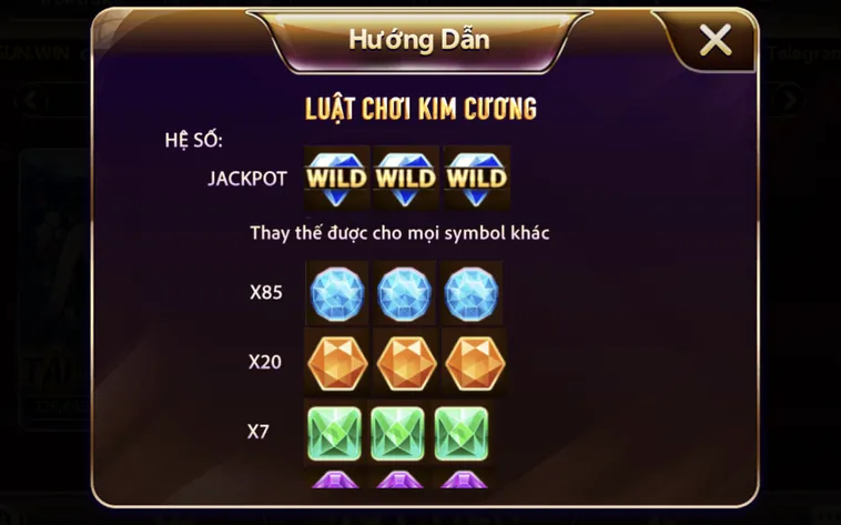 Minigame Kim Cương Tại SunWin Thế Giới Đá Quý Đầy Màu Sắc Và May Mắn