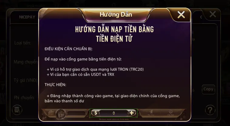Hướng dẫn nạp tiền bằng ví điện tử tại Sunwin.