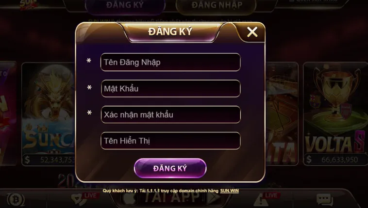 Đăng kí Sunwin chỉ với 4 bước đơn giản.